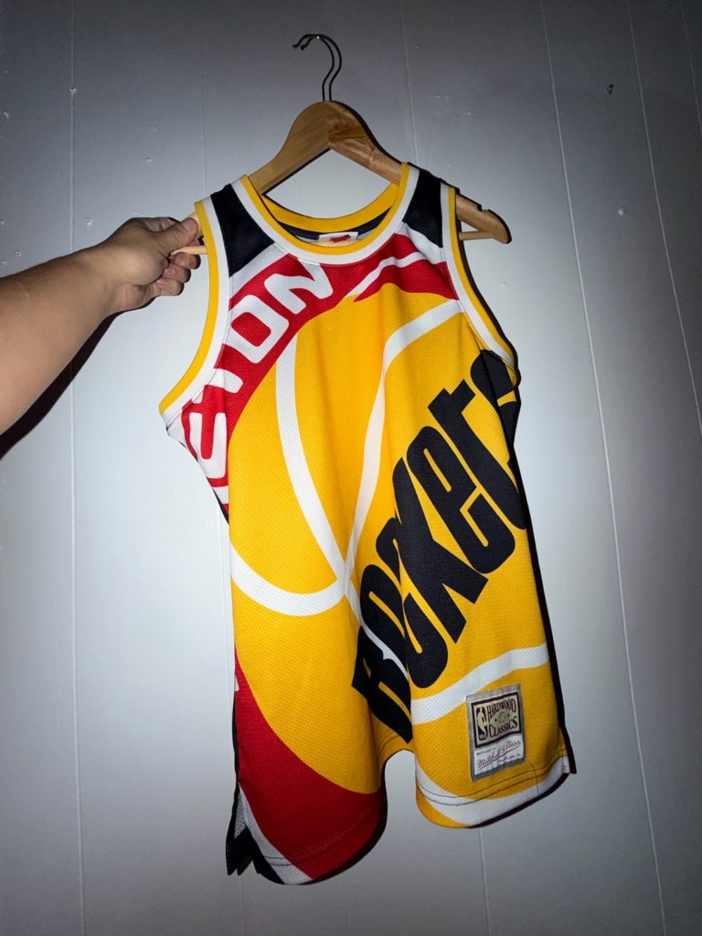 Mitchell & Ness Houston Rockets Yellow Red Black Mesh Jersey